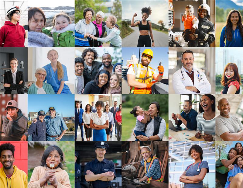 A diverse collage showcasing individuals from various professions, highlighting the richness of different career paths.