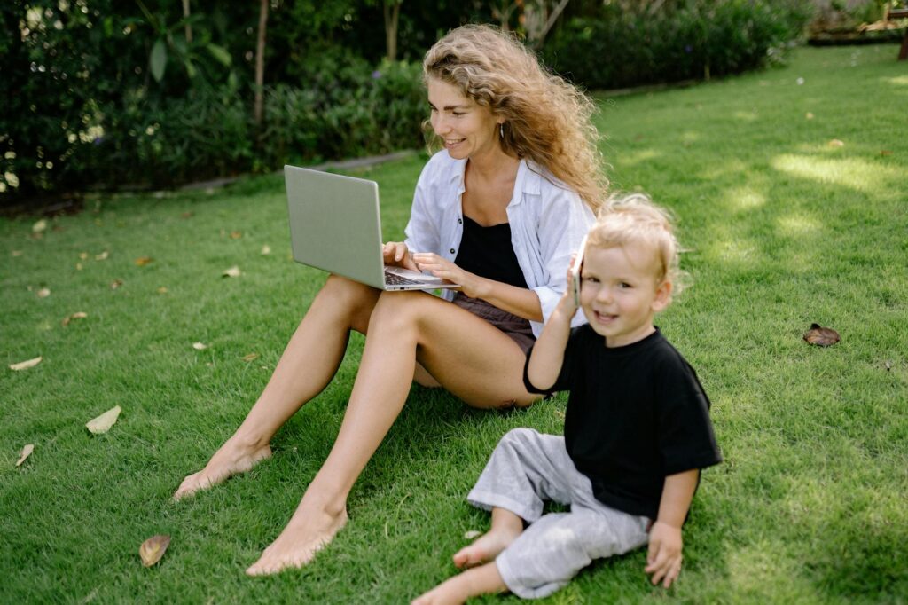 Canadian employee enjoying work-life balance outdoors with family