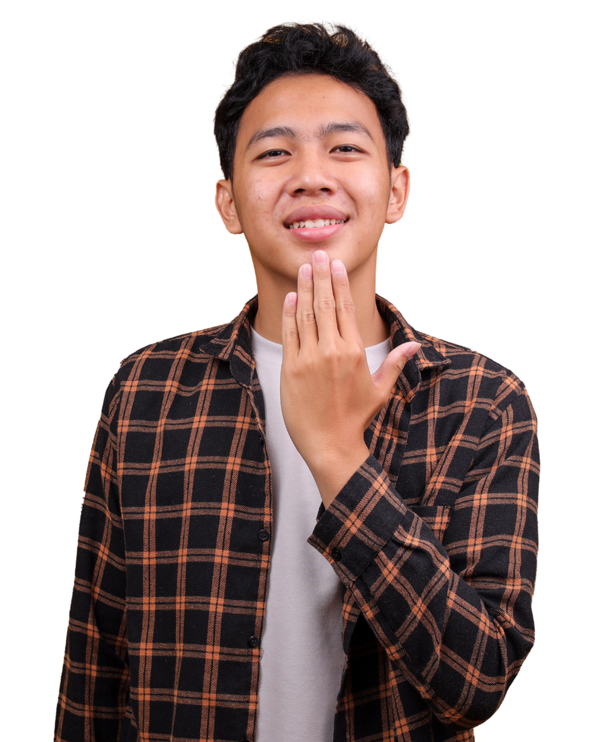 A man hand gesturing thank you in ASL